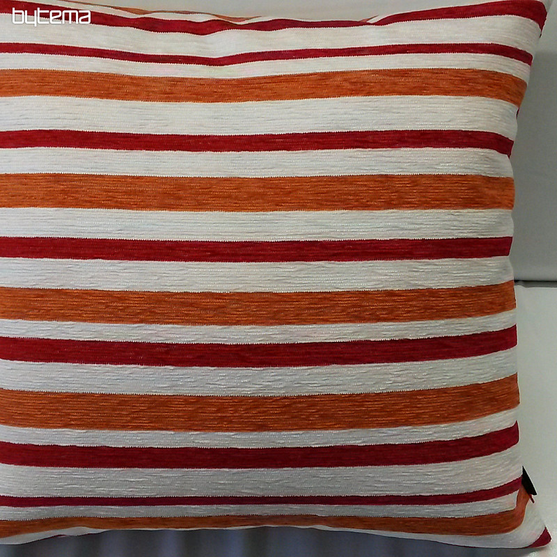 Housse de coussin déco PEKING rayures rouge-orange