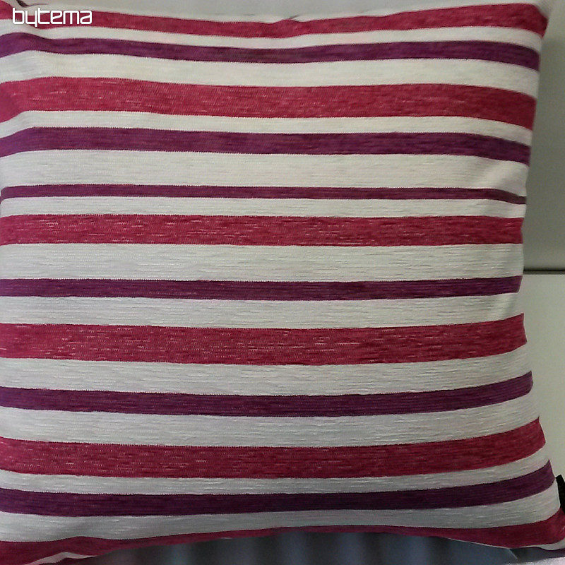 Housse de coussin déco PEKING rayures violet-rose