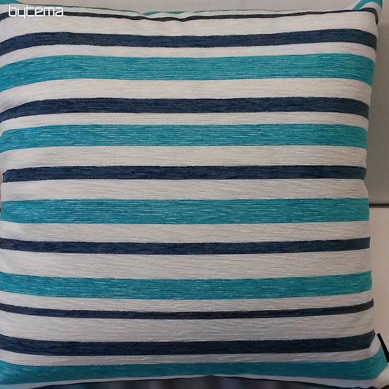 Housse de coussin déco PEKING rayures bleu-turquoise