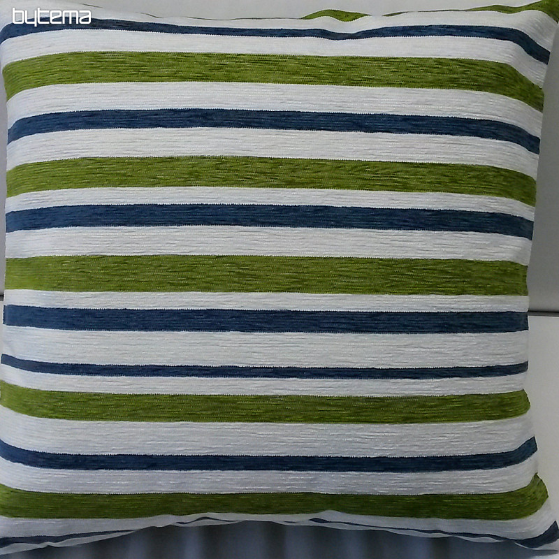 Housse de coussin déco PEKING rayures bleu-vert