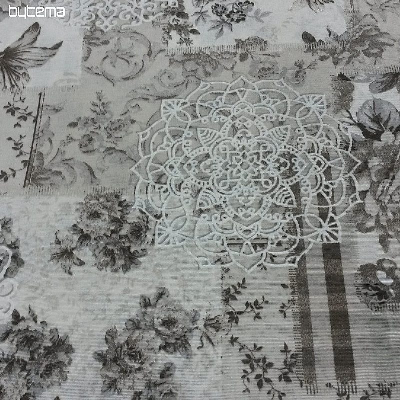 Tissu déco Fleurs CINTIA gris