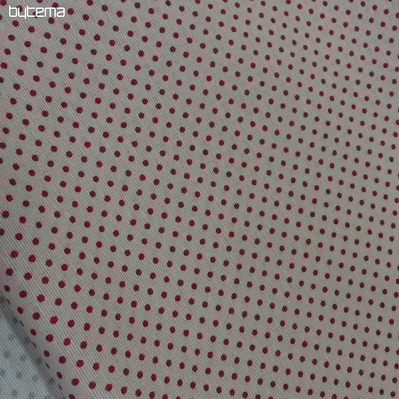 Tissu déco ALBY crème à pois rouge