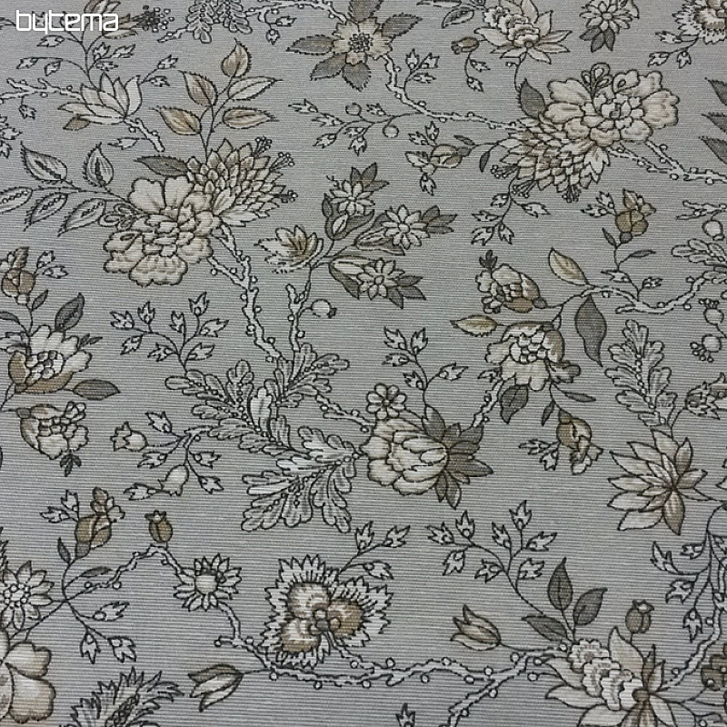 Tissu déco Fleurs NATHALIE gris
