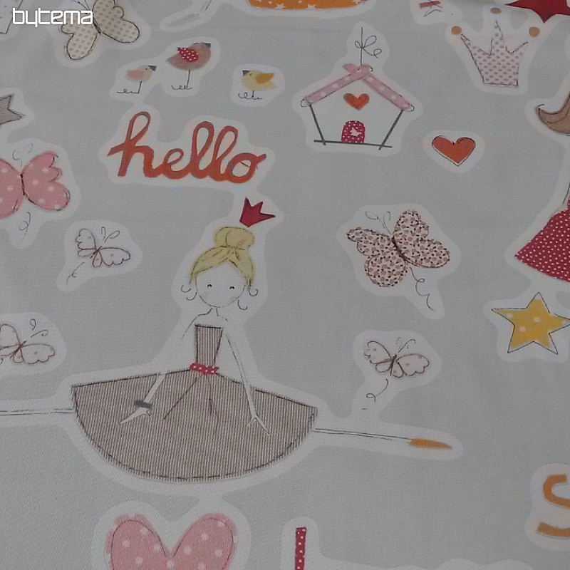Tissu déco enfant TWIST PRINCESS orange