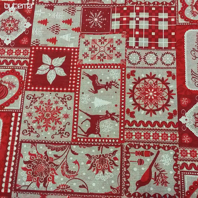 Tissu déco Noël TYROL rouge