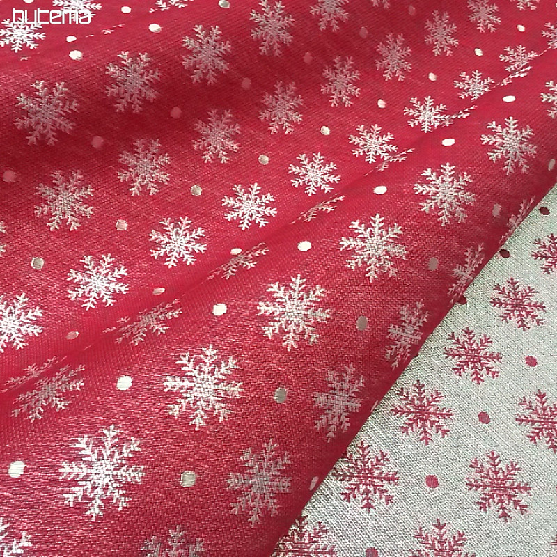 Tissu de décoration de Noël pour nappes Flocon de neige rouge largeur 280