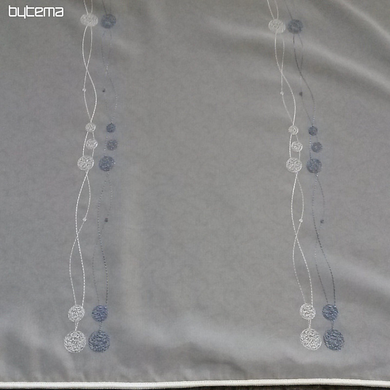 Rideau en voile avec broderie bleu-gris Gerster 11115/800