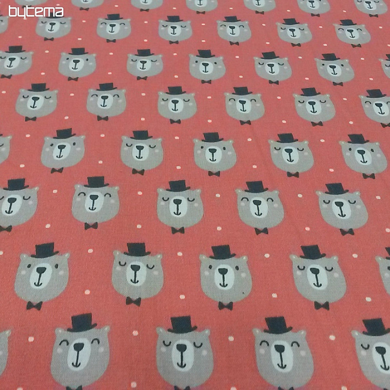 Tissu en coton ours en peluche avec chapeau haut de forme