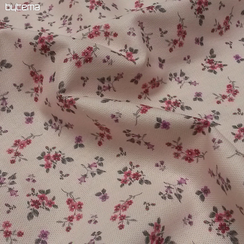 Tissu déco LENNY FLOWERS rose