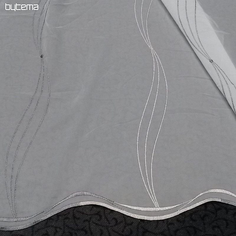 Rideau de luxe brodé blanc - gris/beige GERSTER 556/0810