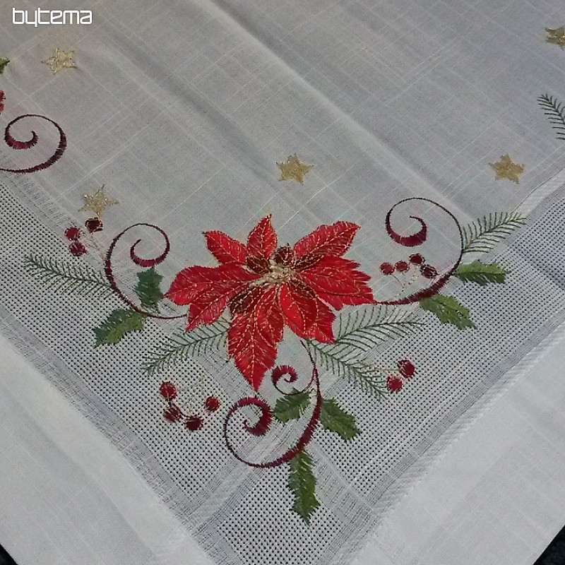 Nappe et foulards de Noël brodés ROSES