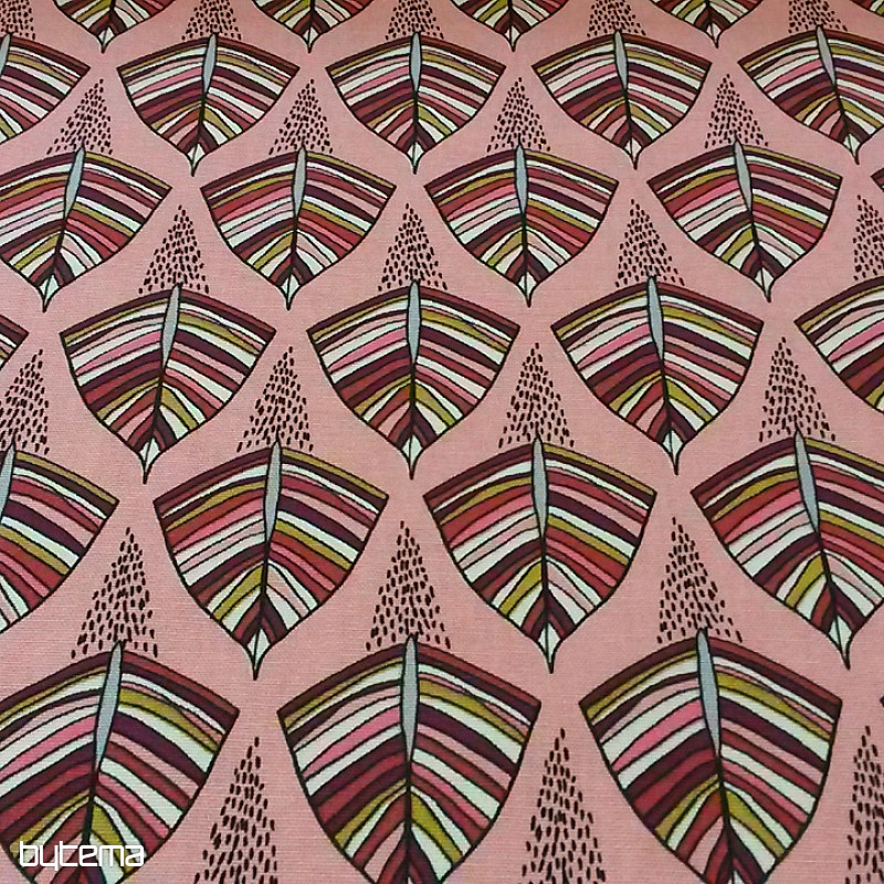 Tissu déco EKOZI feuilles rose