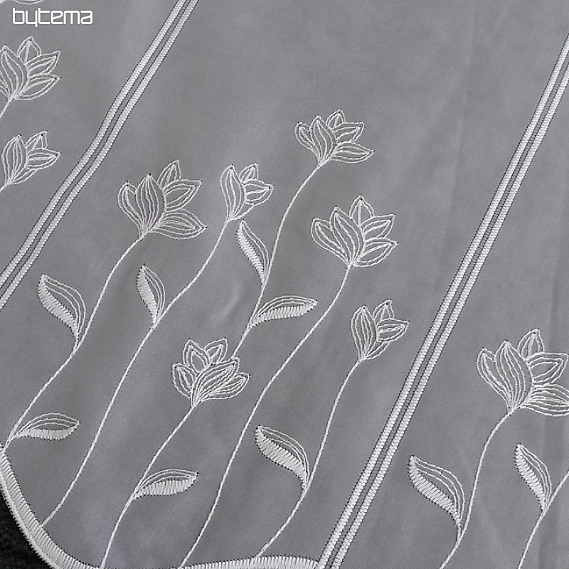 Rideau brodé pour le vitrail Fleurs