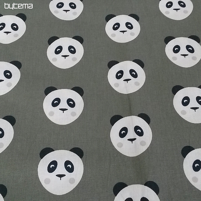 Tissu coton PANDA vert olive
