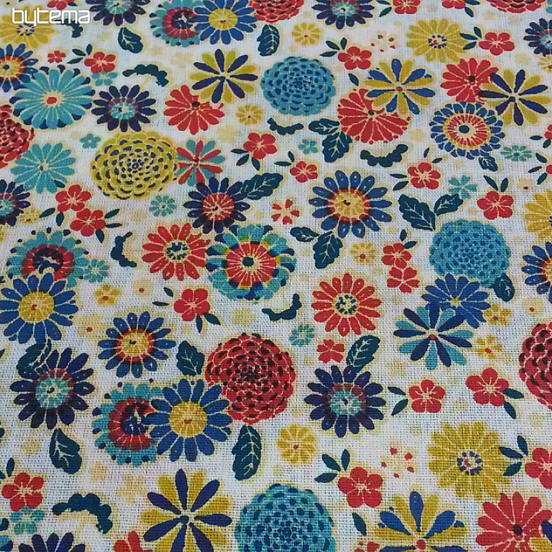 Tissu coton MISAKI fleurs crème