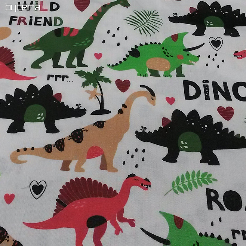 Satin de coton enfant DINOSAURES imprimé numérique