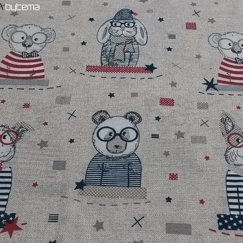 Tissu décoratif LIÈVRES ET OURS