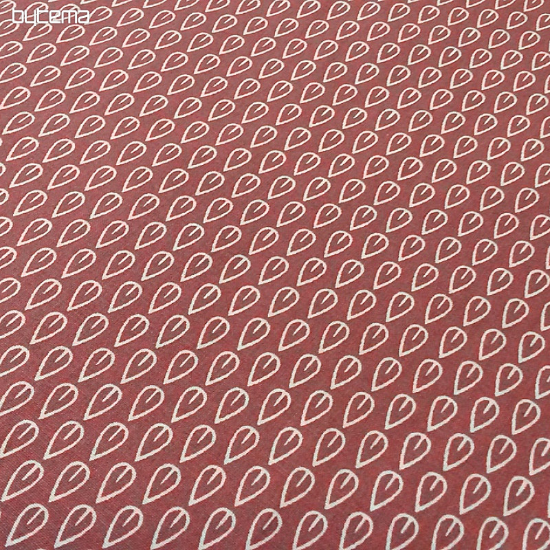 Tissu coton FEUILLES bordeaux