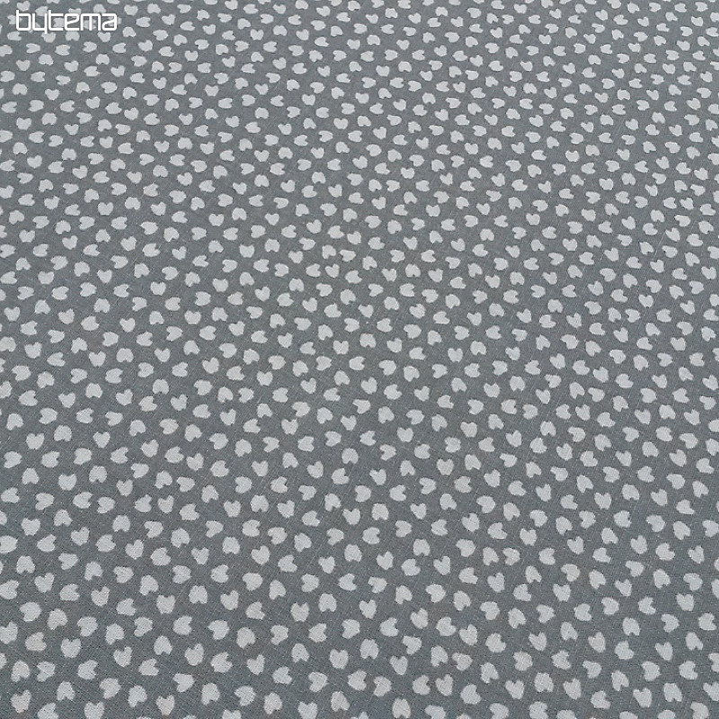 Tissu coton COEUR gris-bleu