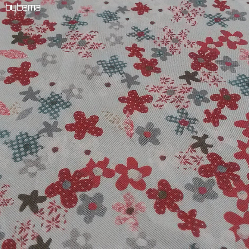 Tissu déco enfant FLEURS rouge