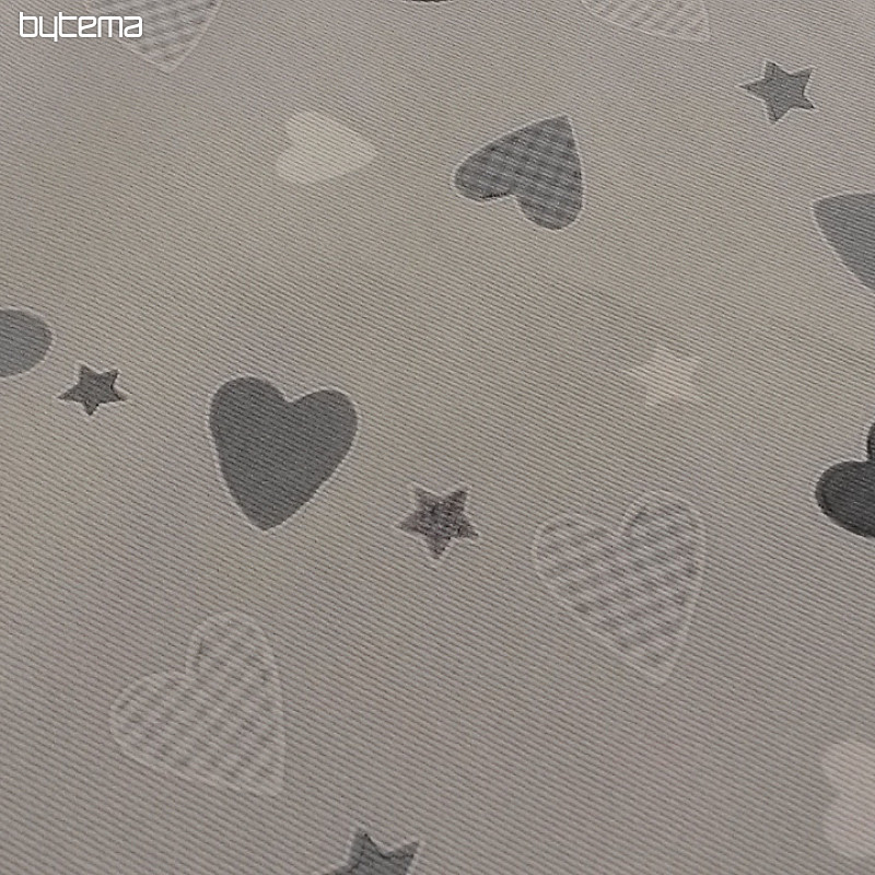 Tissu déco enfant COEUR gris