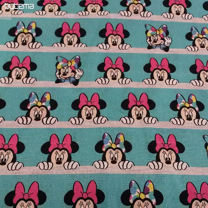Tissu coton MINNIE turquoise