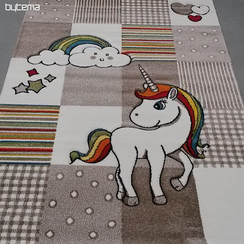 Tapis pièce enfant Licorne beige