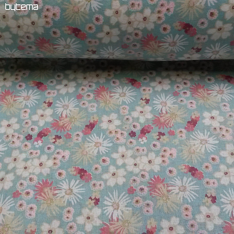 Tissu déco ZINIA fleurs de menthe