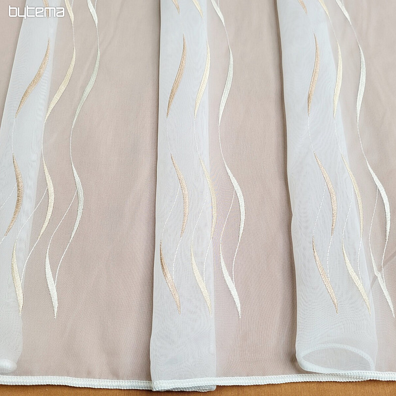 Rideau en voile avec broderie beige Gerster 195/0200