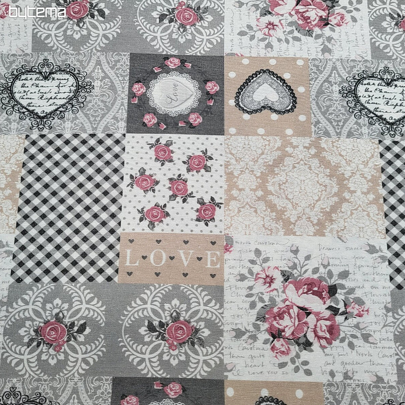 Tissu déco LIA patchwork gris