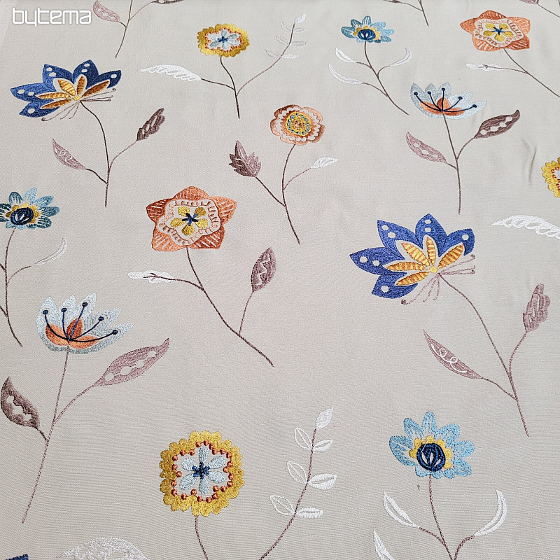 Tissu déco brodé fleurs RICHMOND multi