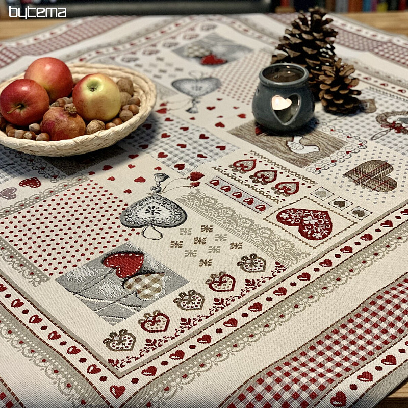 Nappe et foulard en tapisserie COEUR DE NATURE