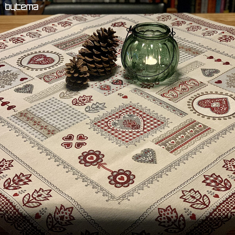 Nappe et foulard en tapisserie DENTELLE COEUR