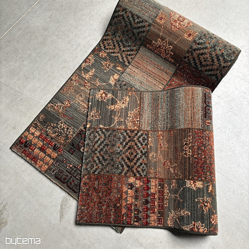 Tapis de couloir luxueux en laine ROYAL PATCHWORK vert