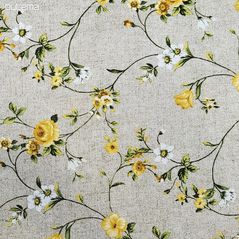 Tissu déco Fleurs RAME jaune