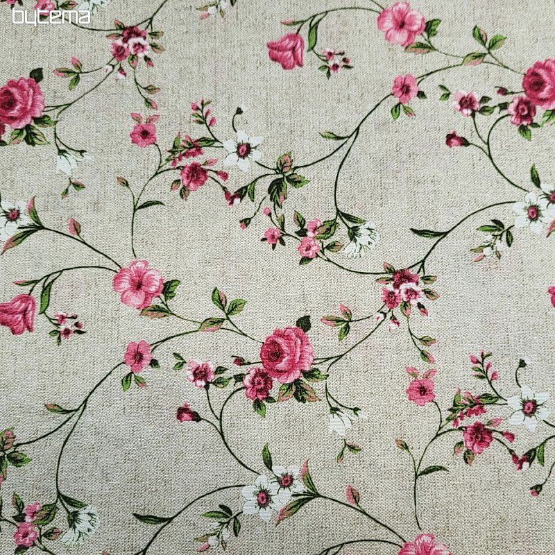 Tissu déco Fleurs RAME rose