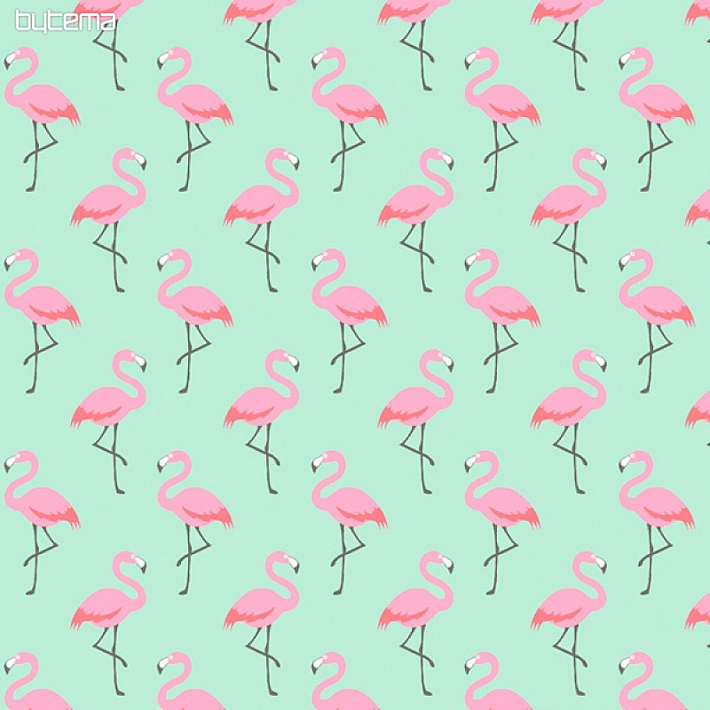Tissu coton FLAMINGO turquoise