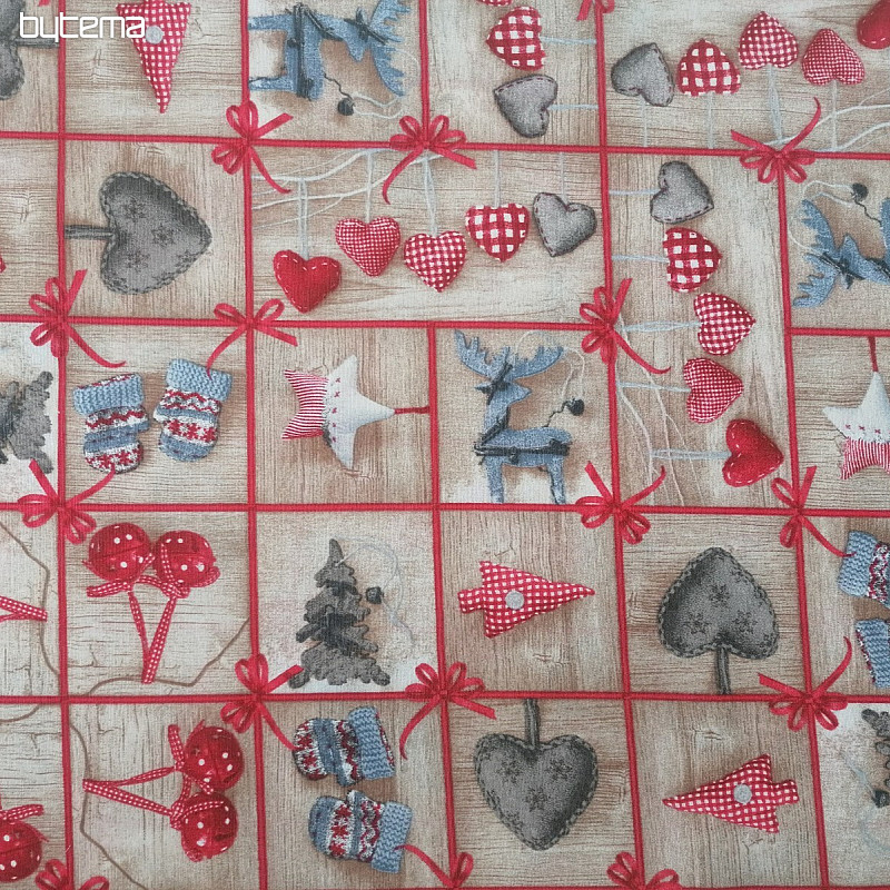 Tissu décoratif COUNTRY Noël marron