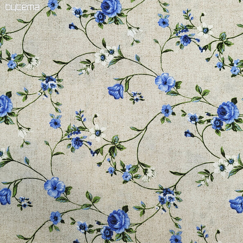 Tissu déco Fleurs RAME bleu