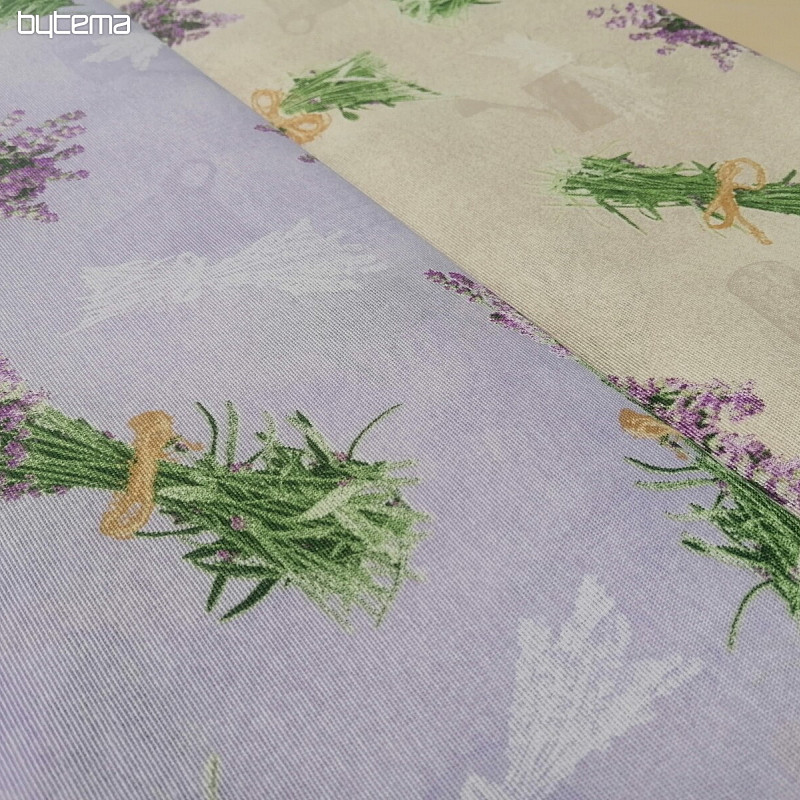 Tissu décoratif LAVANDE bouquet LILAS