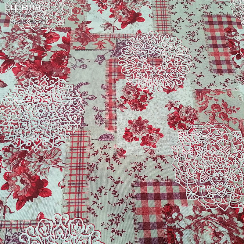 Tissu déco CINTIA fleurs rouge