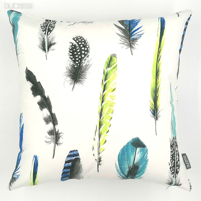 Housse de coussin déco PLUME BLEU