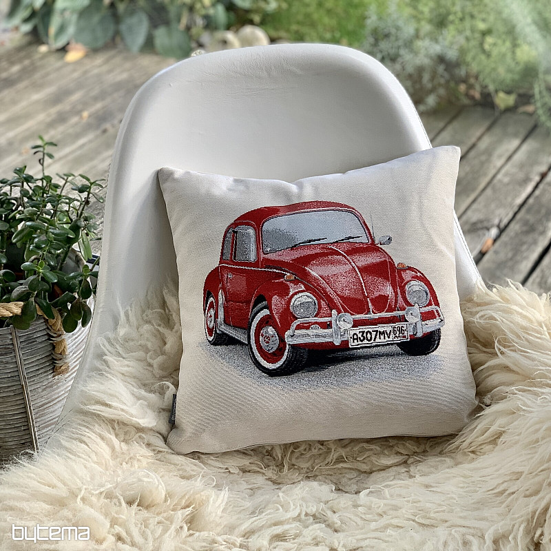 Housse de coussin tapisserie VW COCCINELLE ROUGE
