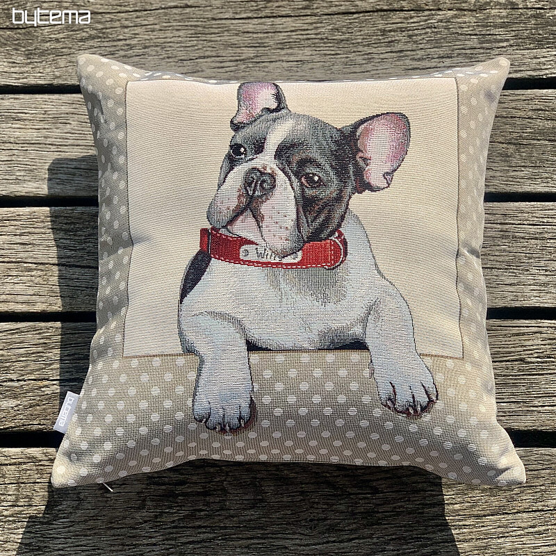 Housse de coussin tapisserie BOULEDOGUE FRANÇAIS
