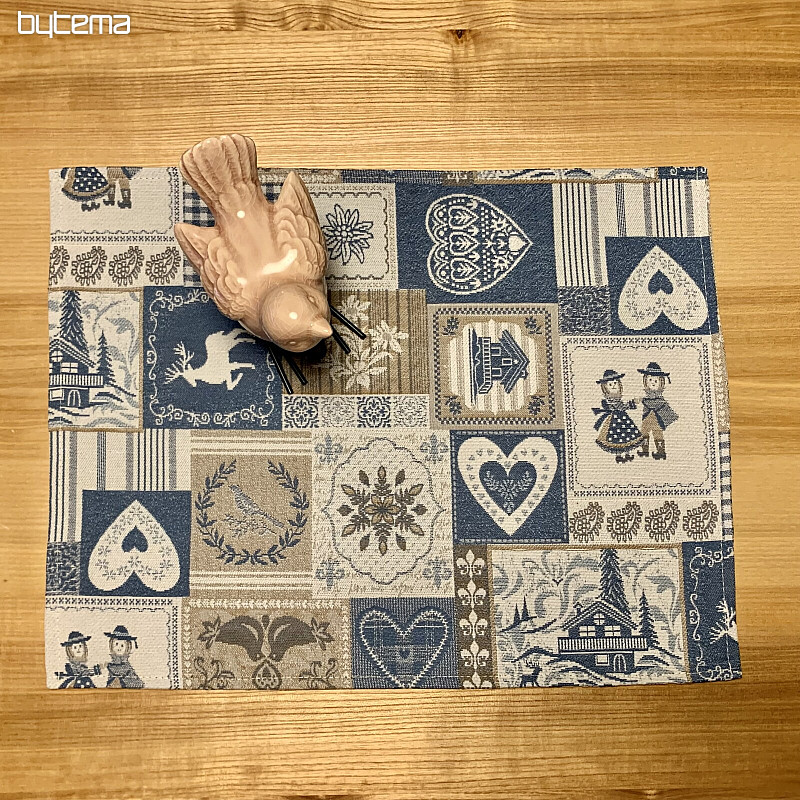 Set de table PATCHWORK COEUR bleu