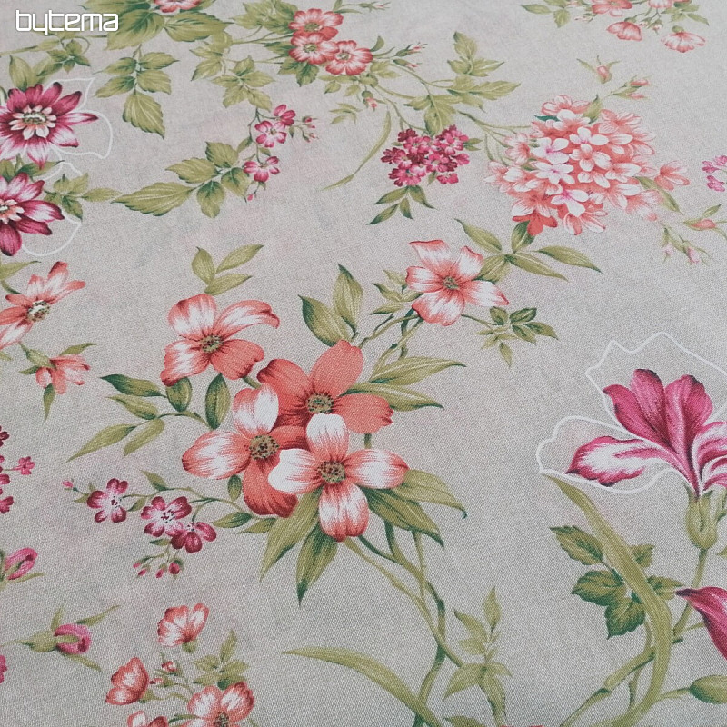 Tissu déco FUCHSIE beige