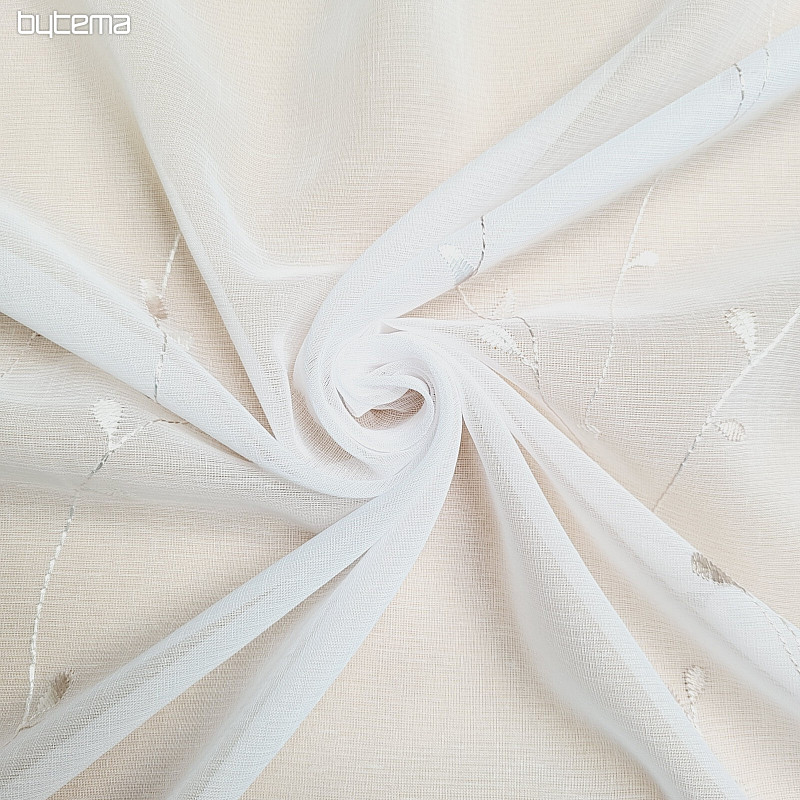 Rideau de luxe brodé GERSTER 11545 blanc - beige