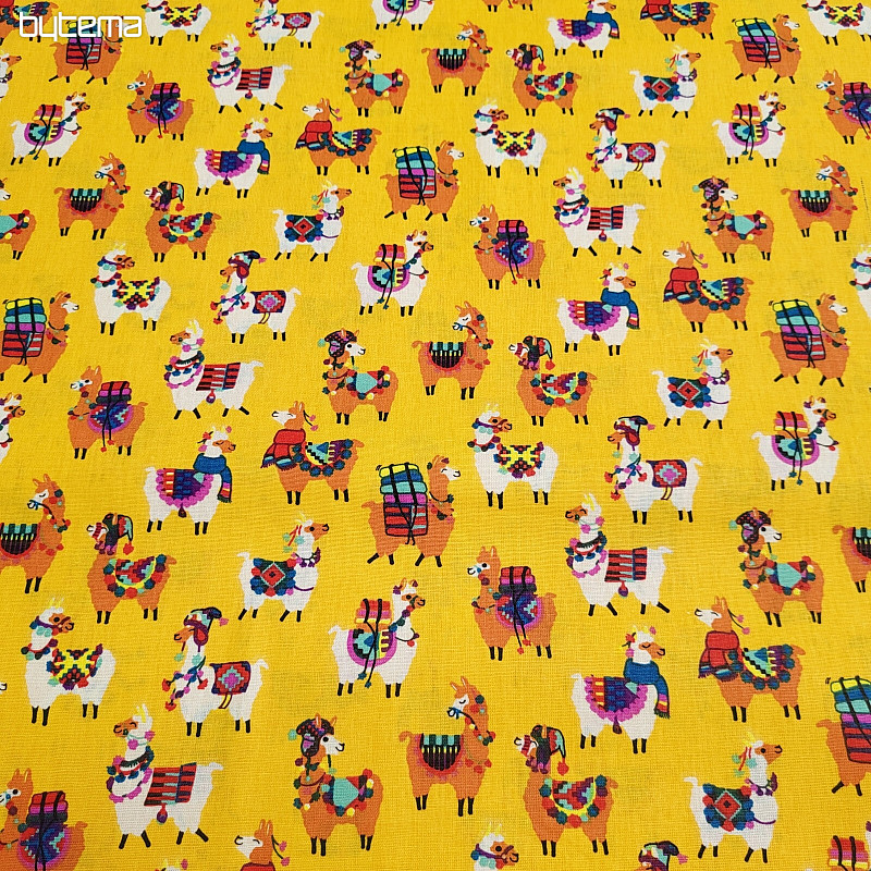 Tissu décoratif LAMA jaune