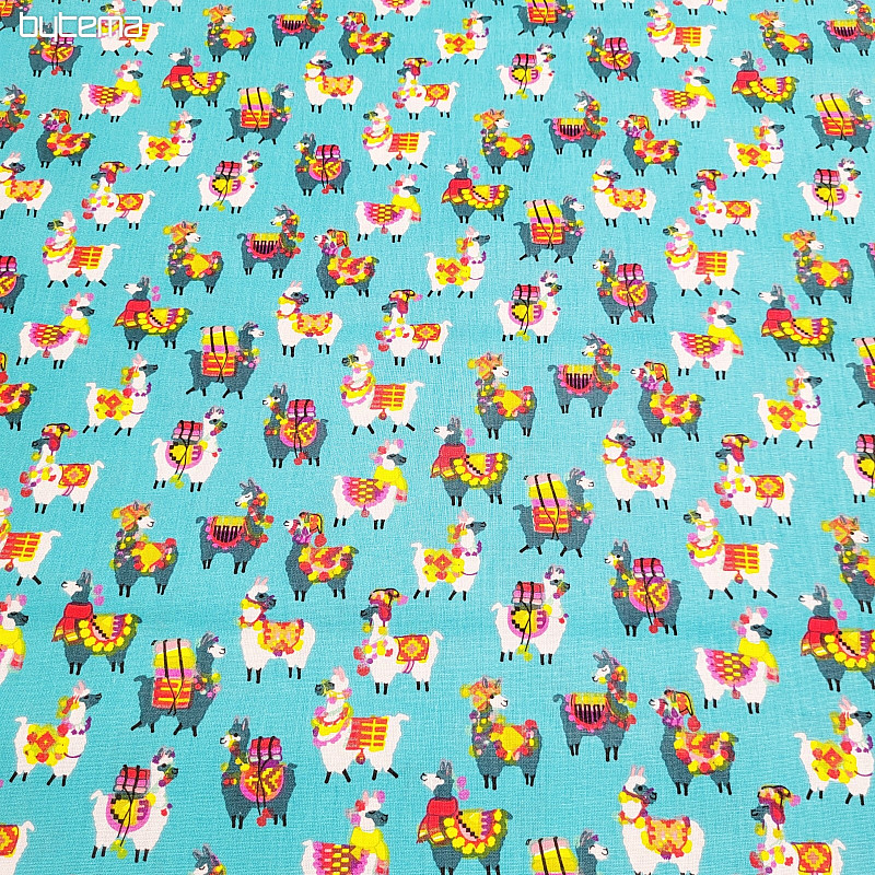Tissu décoratif LAMA turquoise