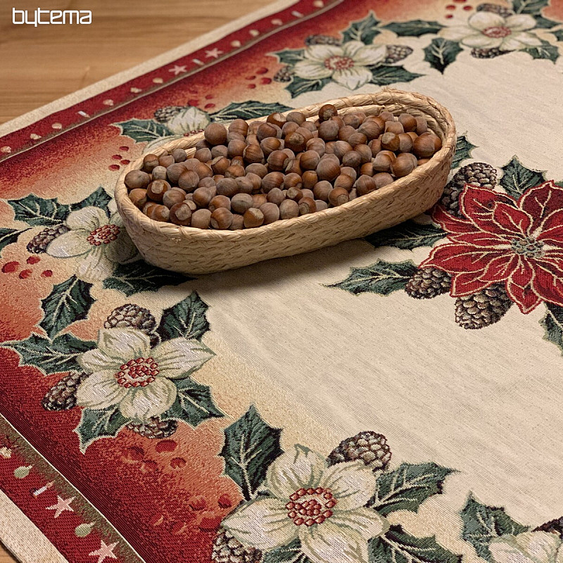 Nappe tapisserie Rose de Noël DIBAR